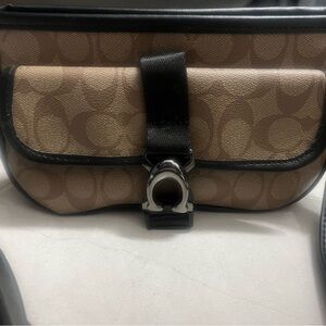 Coach Tan and Black Signature Clutch